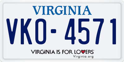 VA license plate VKO4571