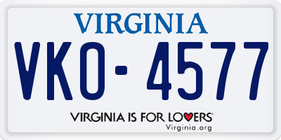 VA license plate VKO4577
