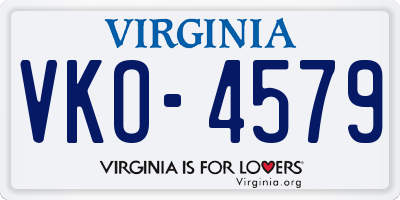 VA license plate VKO4579