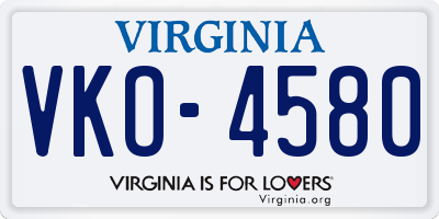 VA license plate VKO4580