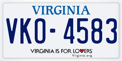 VA license plate VKO4583