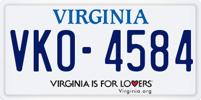 VA license plate VKO4584