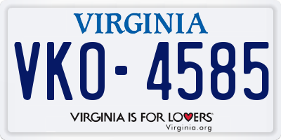 VA license plate VKO4585
