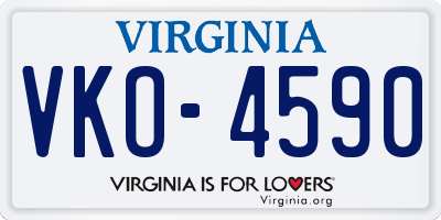 VA license plate VKO4590
