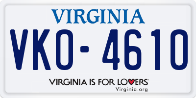 VA license plate VKO4610