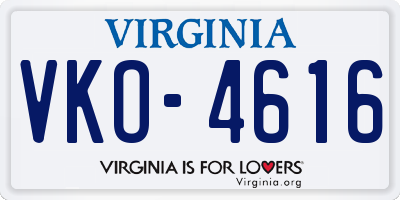 VA license plate VKO4616
