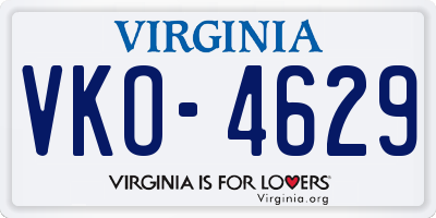 VA license plate VKO4629