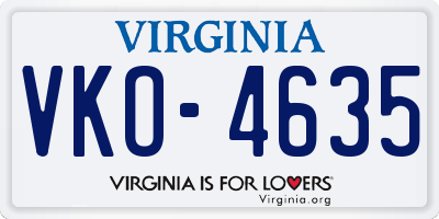 VA license plate VKO4635
