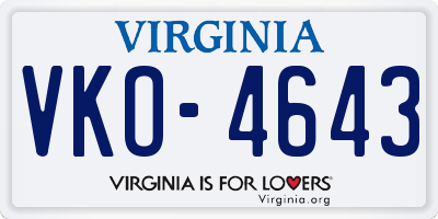VA license plate VKO4643