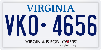 VA license plate VKO4656