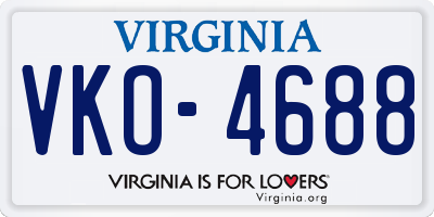 VA license plate VKO4688