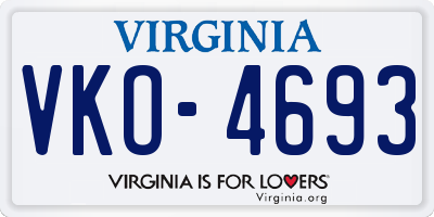 VA license plate VKO4693