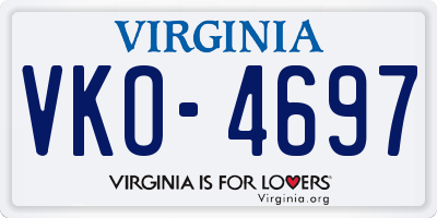 VA license plate VKO4697