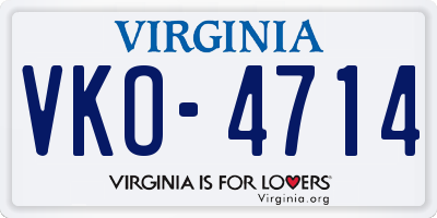 VA license plate VKO4714