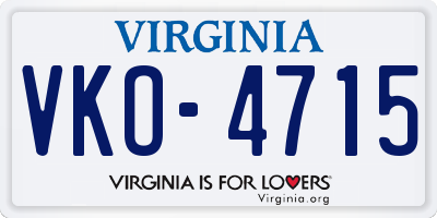 VA license plate VKO4715