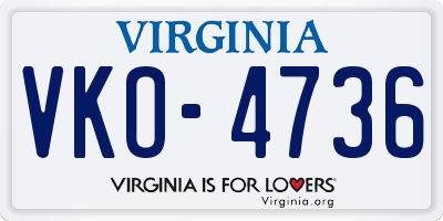 VA license plate VKO4736