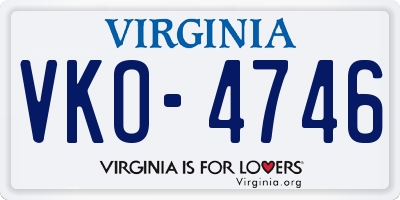 VA license plate VKO4746
