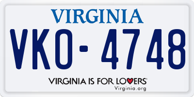 VA license plate VKO4748