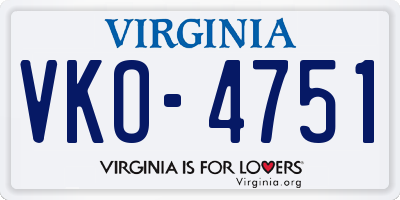 VA license plate VKO4751