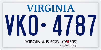 VA license plate VKO4787