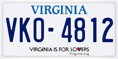 VA license plate VKO4812