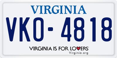 VA license plate VKO4818