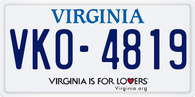 VA license plate VKO4819
