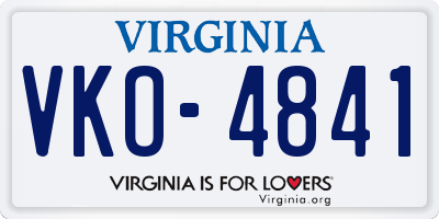VA license plate VKO4841