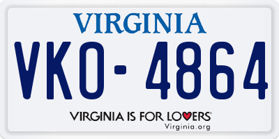 VA license plate VKO4864