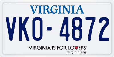VA license plate VKO4872