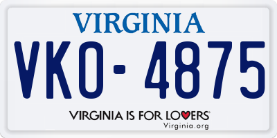 VA license plate VKO4875