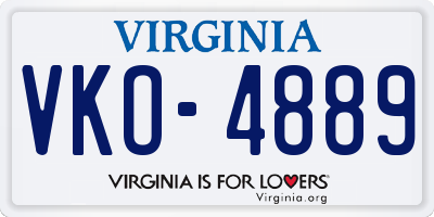 VA license plate VKO4889