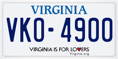 VA license plate VKO4900