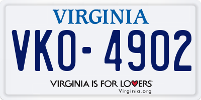 VA license plate VKO4902