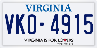 VA license plate VKO4915