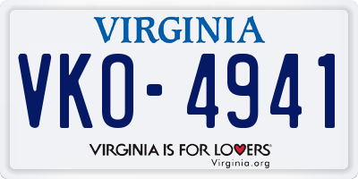 VA license plate VKO4941