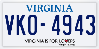 VA license plate VKO4943