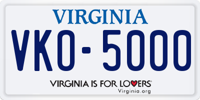 VA license plate VKO5000