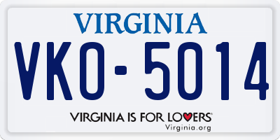 VA license plate VKO5014