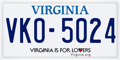 VA license plate VKO5024