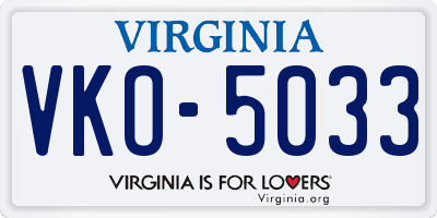 VA license plate VKO5033