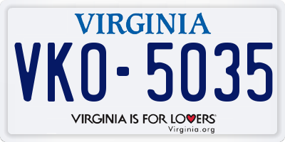 VA license plate VKO5035