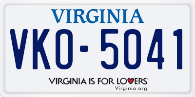 VA license plate VKO5041
