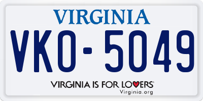 VA license plate VKO5049