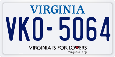 VA license plate VKO5064