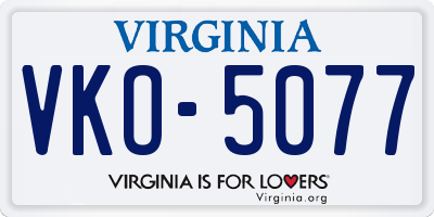 VA license plate VKO5077
