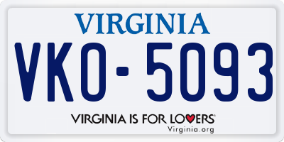 VA license plate VKO5093