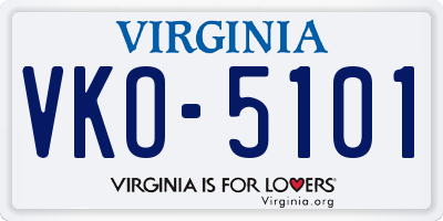 VA license plate VKO5101