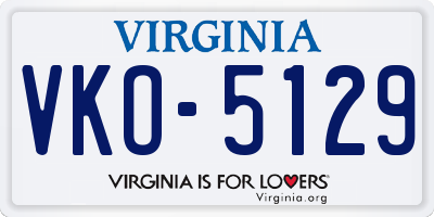 VA license plate VKO5129