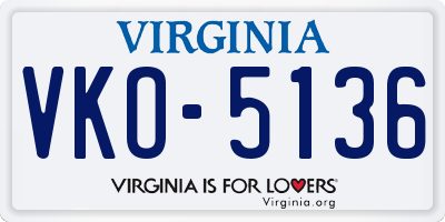 VA license plate VKO5136
